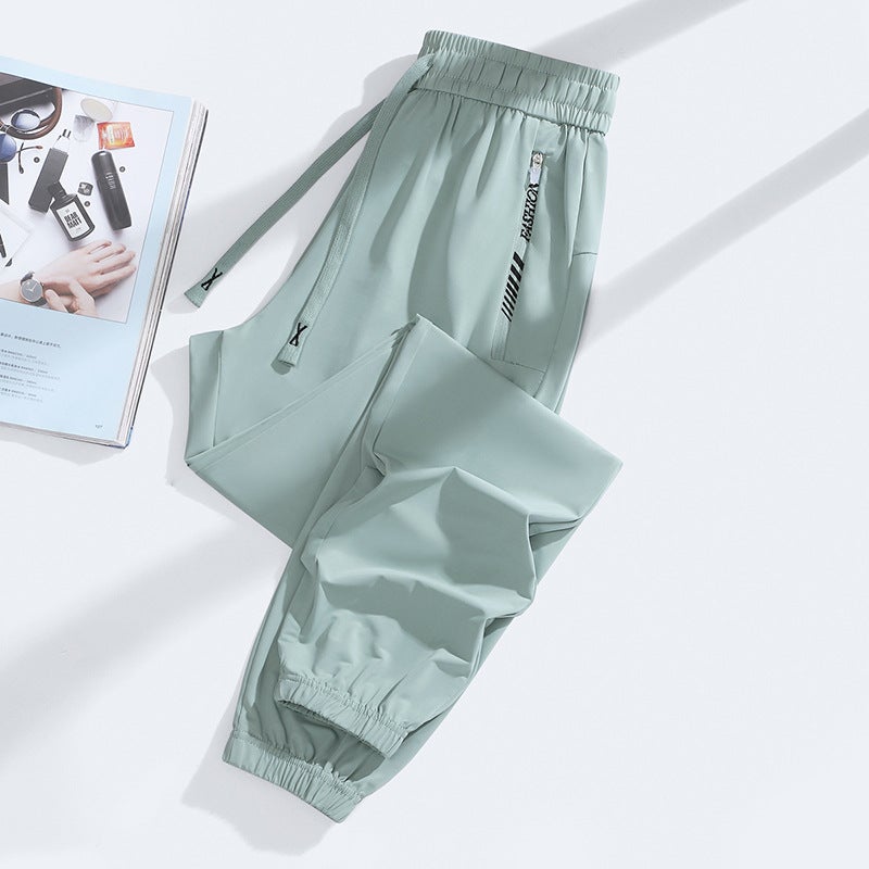 Foreign trade summer ice silk trousers men''s and women''s toe sports pants quick-drying straight tube loose new pants men''s wholesale - Image 1