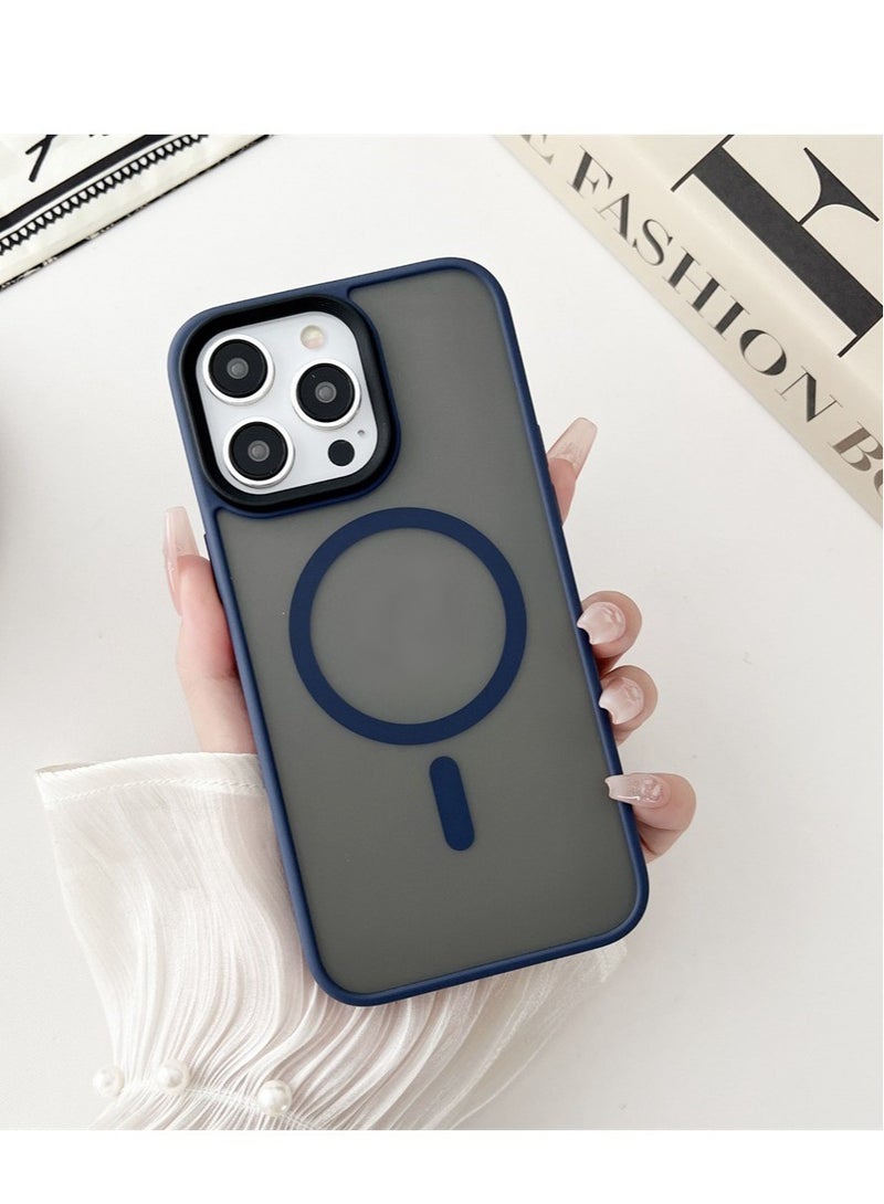 HEXABEX حافظة آيفون 15 برو ماكس، غطاء خلفي واقٍ غير لامع مع حافظة ماجسيف لهاتف آيفون 15 برو ماكس أزرق 6.7 بوصة - Image 5