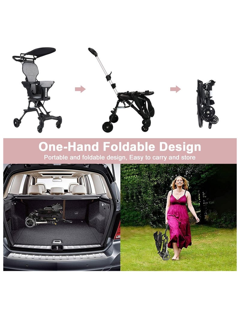 Baby Stroller Foldable Four-wheeled Child Stroller Lightly and easly Foldable Child Stroller Suitable For 1 To 5 Years Old High Landscape Auxiliary Baby Artifact Grey Color - Image 3