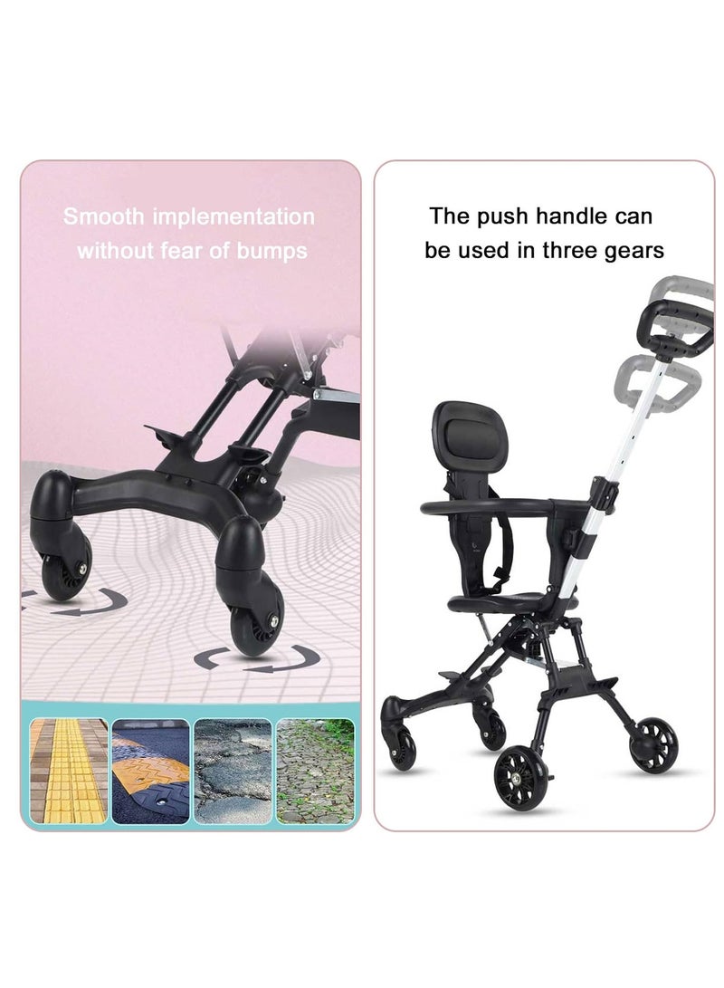 Baby Stroller Foldable Four-wheeled Child Stroller Lightly and easly Foldable Child Stroller Suitable For 1 To 5 Years Old High Landscape Auxiliary Baby Artifact Grey Color - Image 4