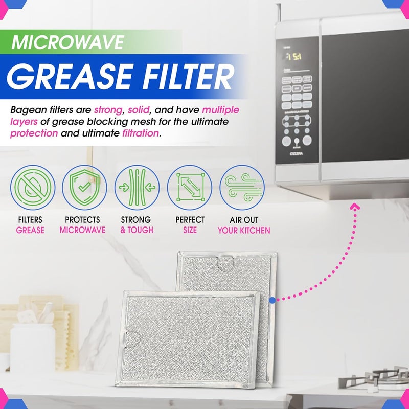 Bagean Microwave Filter Replacement 7.92” x 5.94” Compatible with 5303319568 Frigidaire Microwave Filter - Aluminum Mesh Grease Screen - Freshens & Filters Kitchen Air in Over the Oven Vent Fan (2-Pk) - Image 2