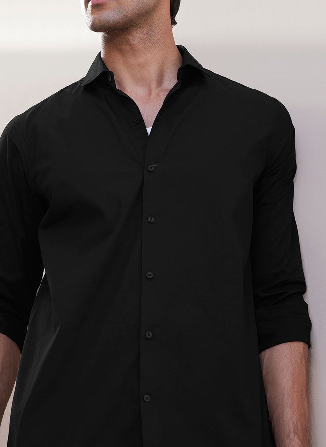 Zeyo Men Relaxed Fit Solid Spread Collar Cotton Casual Shirt - Image 2