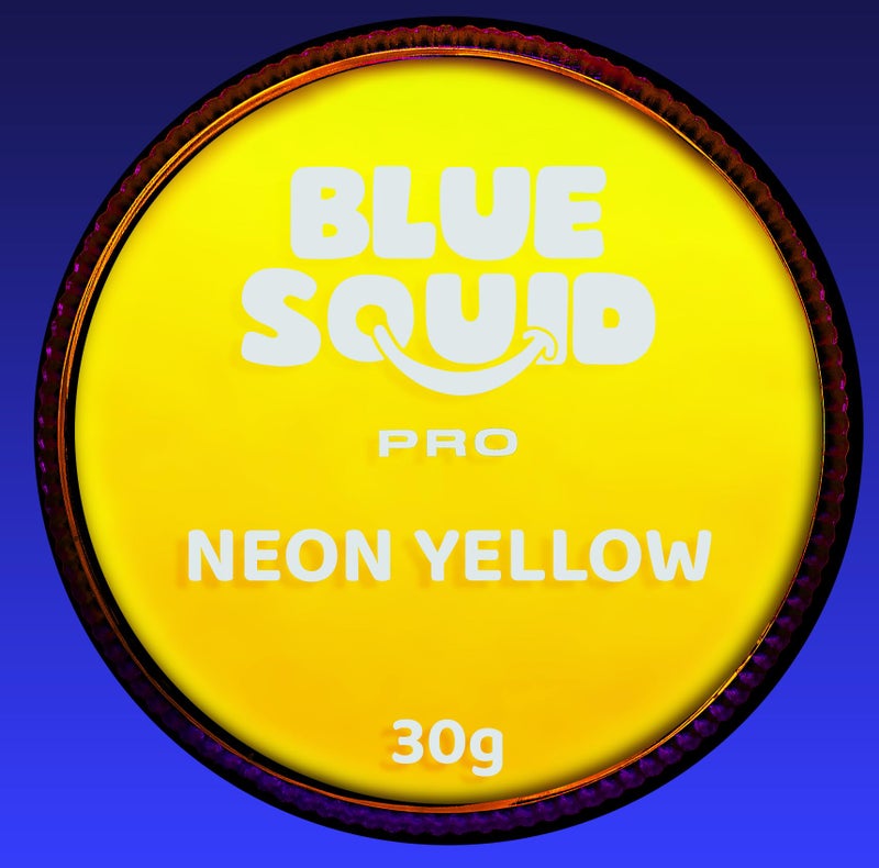 Blue Squid Face Paint Water Based Single Cake Professional Face Paint & Body Paint - Water Activated, Kids Adults Face Painting for Costume, Halloween Makeup, Cosplay - Neon Yellow Face Paint 30g - Image 1