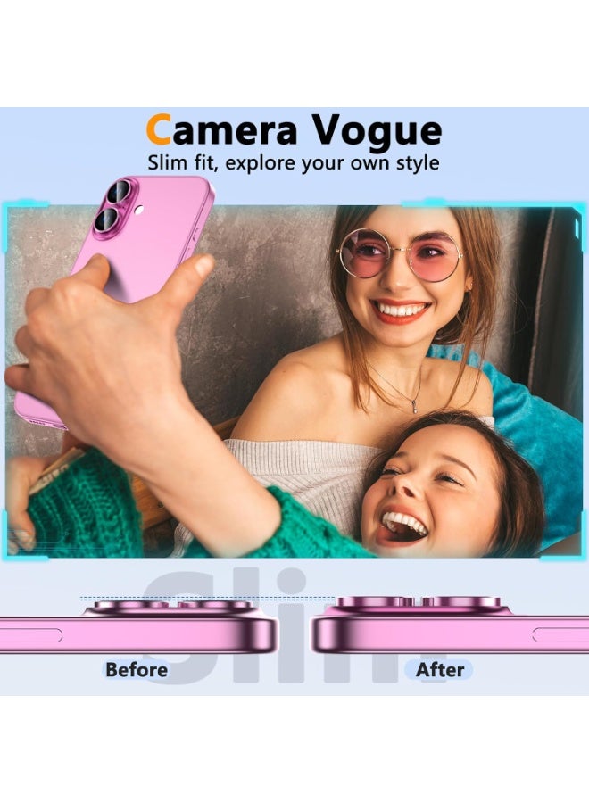 ACLIX Lens Protector for iPhone 16 Plus/ iPhone 16, Ultra-thin Aluminum Alloy Ring, Camera Lens Protective Film, (Pink) - Image 4