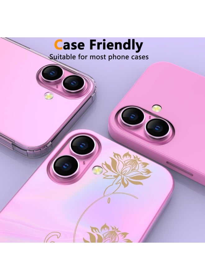 ACLIX Lens Protector for iPhone 16 Plus/ iPhone 16, Ultra-thin Aluminum Alloy Ring, Camera Lens Protective Film, (Pink) - Image 5