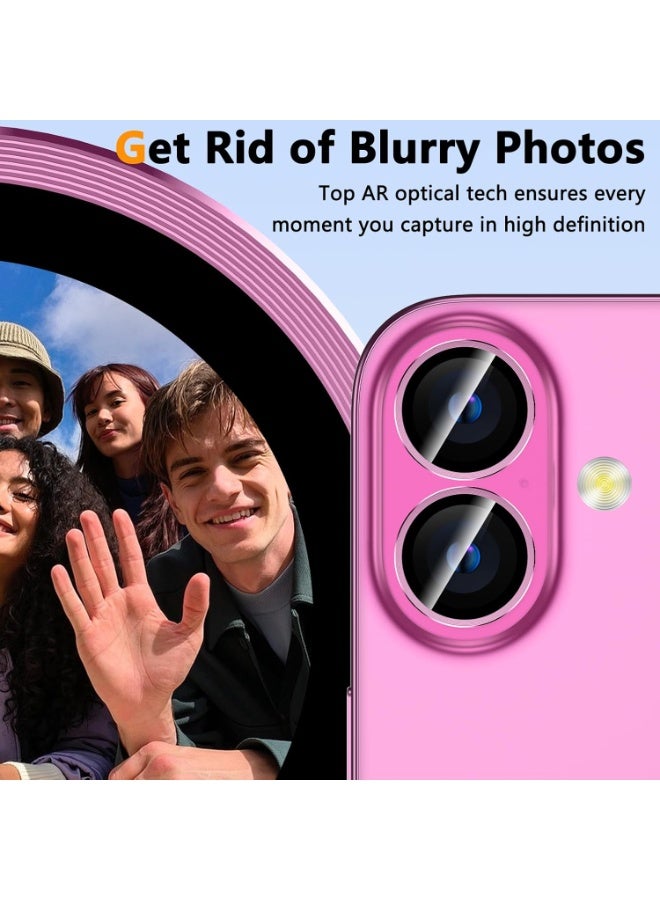 ACLIX Lens Protector for iPhone 16 Plus/ iPhone 16, Ultra-thin Aluminum Alloy Ring, Camera Lens Protective Film, (Pink) - Image 3