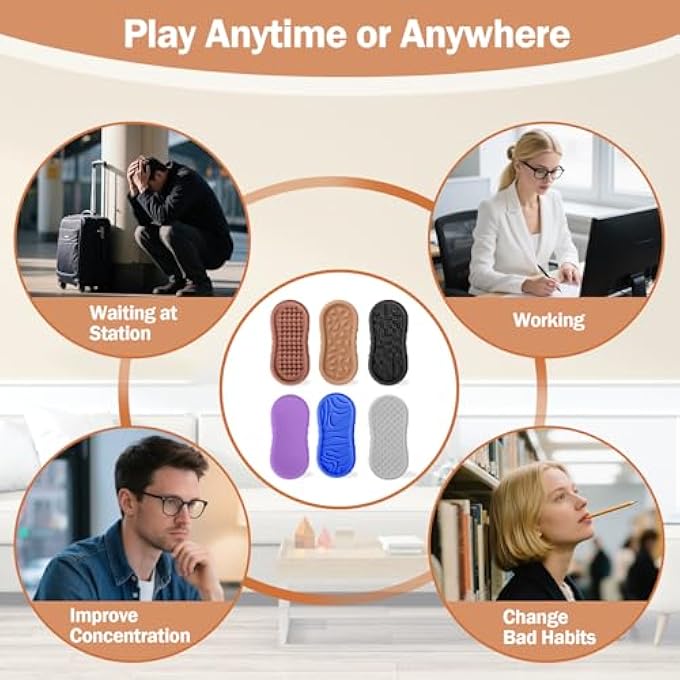 BUSOHA Silicone Fidget Toys Adults - 6 Pack Fidget Slider Relieve Anxiety 2 in 1 Sensory Worry Stone Travel Toys for Calming,Stress,Autism and ADHD,Gifts for Adults Men Women - Image 5