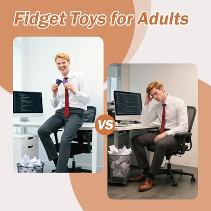 BUSOHA Silicone Fidget Toys Adults - 6 Pack Fidget Slider Relieve Anxiety 2 in 1 Sensory Worry Stone Travel Toys for Calming,Stress,Autism and ADHD,Gifts for Adults Men Women - Image 4