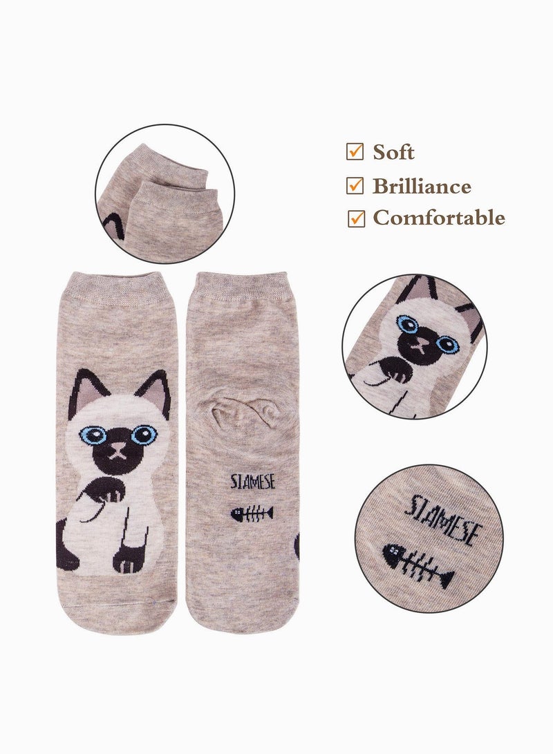 Zikra lovely Animal Socks Cat Pattern Socks for Women 5 Pairs Funny Cat Socks and Cool Cotton Art Painting Cat Socks Women - Image 4
