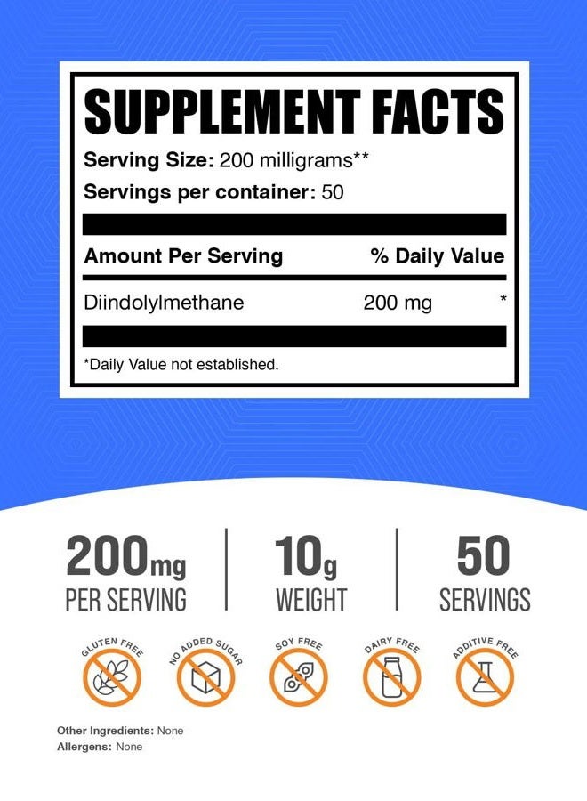 BULKSUPPLEMENTS.COM .com DIM Powder - Diindolylmethane Powder, DIM Supplement for Men & Women - DIM 200mg, Gluten Free - 200mg per Serving, 10g (0.35 oz) (Pack of 1) - Image 2