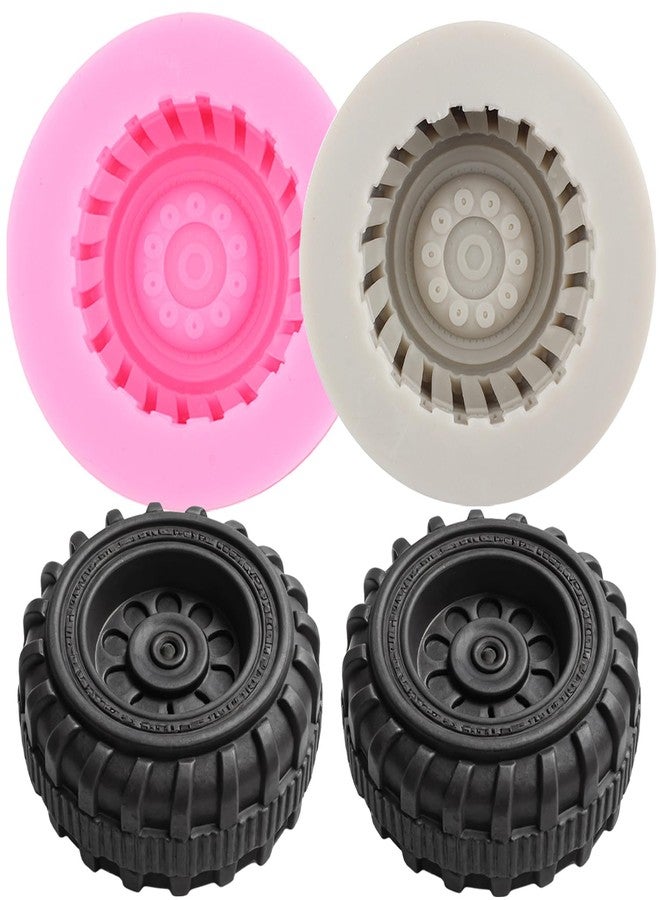 RFGHAC 3D Round Tire Fondant Mold Truck Wheel Chocolate Silicone Molds for Cake Decorating Cupcake Topper Candy Gum Paste Polymer Clay Set Of 2 - Image 1