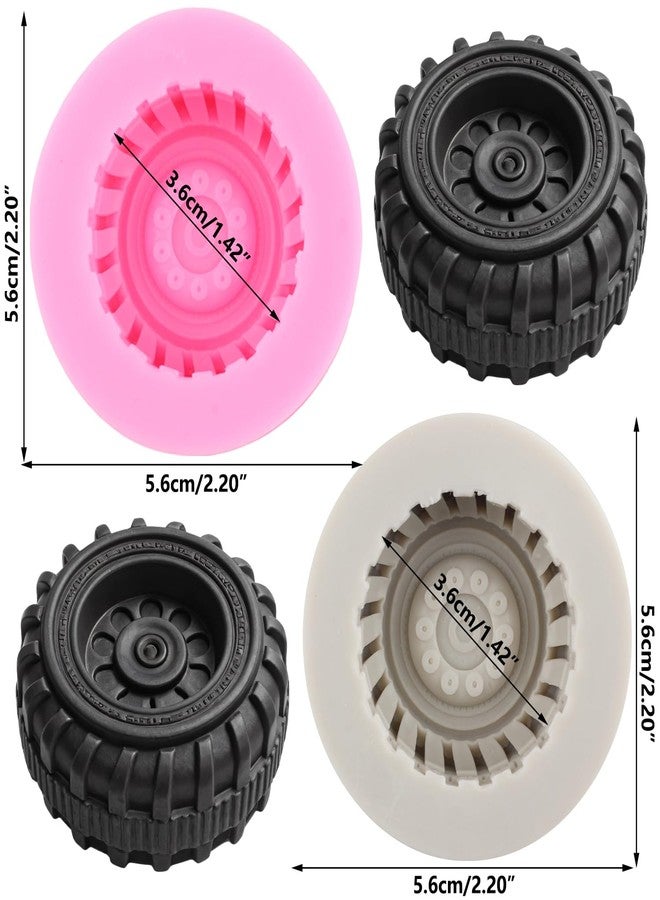 RFGHAC 3D Round Tire Fondant Mold Truck Wheel Chocolate Silicone Molds for Cake Decorating Cupcake Topper Candy Gum Paste Polymer Clay Set Of 2 - Image 2