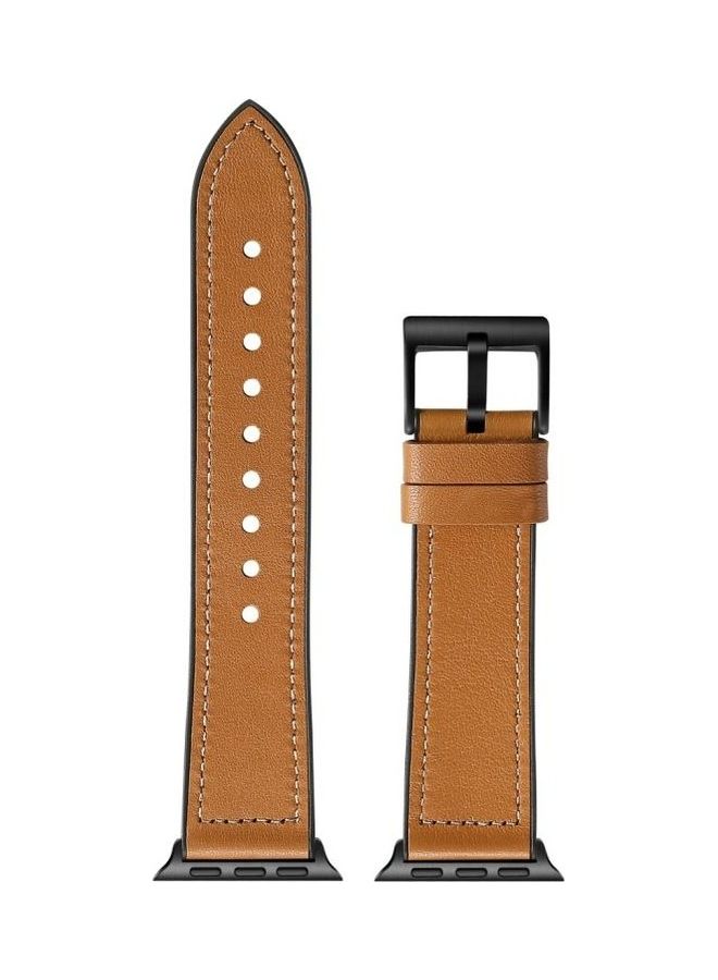 NIBEMINENT Replacement Watch Band for Apple Series 7 45mm/6 & SE 5 4 44mm/3 2 1 42mm Brown - Image 2