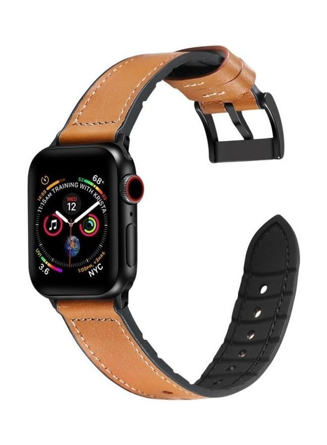 NIBEMINENT Replacement Watch Band for Apple Series 7 45mm/6 & SE 5 4 44mm/3 2 1 42mm Brown - Image 3