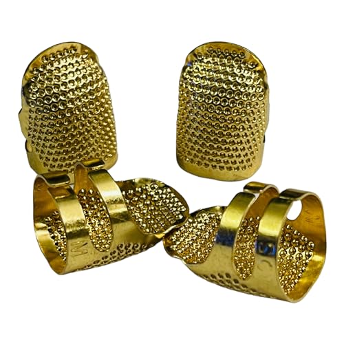 Moira Pack of 4 Adjustable Metal Finger Protector Thimble for Sewing Embroidery Needlework (Bronze) - Image 1