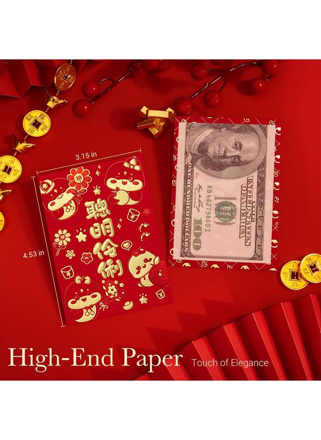 ThxToms 36Pcs Red Envelopes For Year Of The Snake, Red Chinese Envelopes 2025 Red Pocket Envelopes Hong Bao Money Envelopes For Cash For Lunar Year Spring Festival, Cute Cartoon Snake, 6 Designs, M  - Image 4