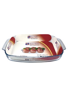 Homemaker Curve Rectangular Deep Glass Baking Dish, 5 Lt Capacity, 44X28.1 Cm Diameter, 6.5 Cm Height - Clear  - Image 4