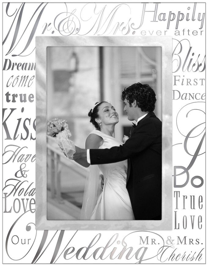 INTERNATIONAL DESIGNS MIRRORED GLASS WITH SILVER METAL INNER BORDER MR AND MRS PICTURE FRAME 4X6 SILVER
