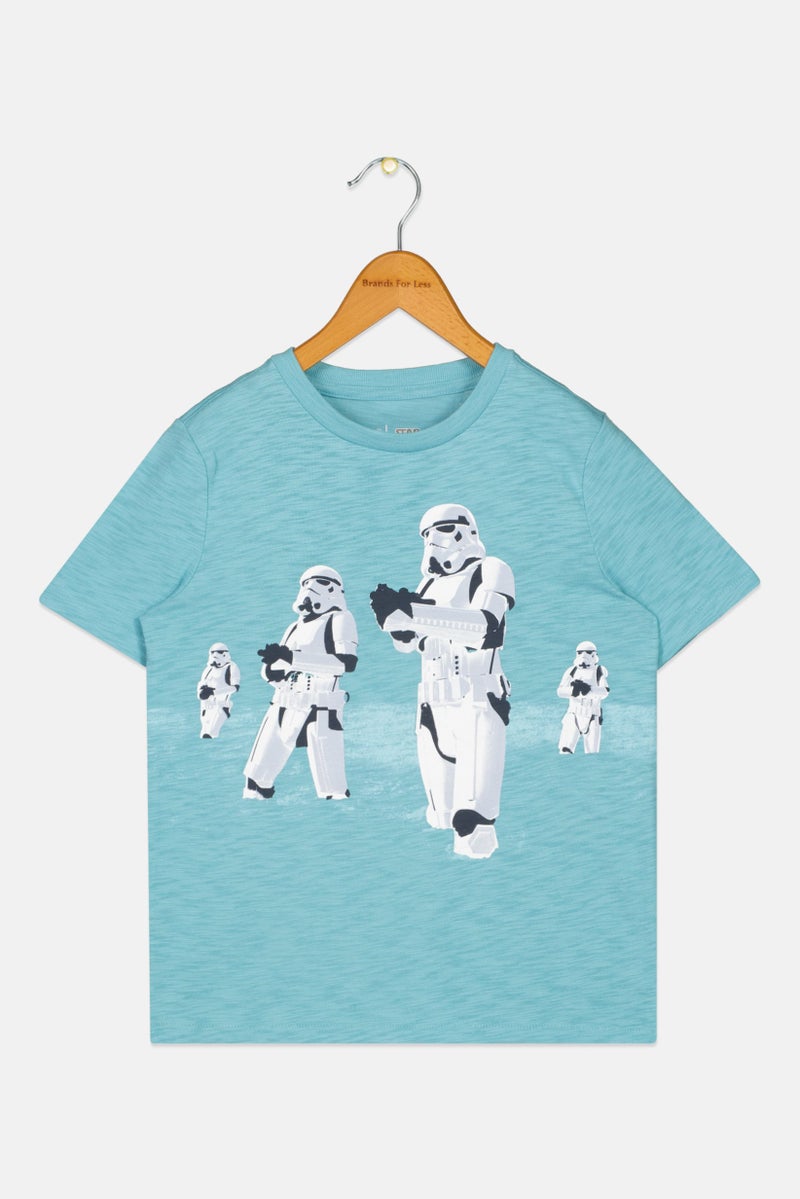 Gap x Star Wars Kids Boy Crew Neck Short Sleeve Graphic Print T-Shirts, Mint Blue - Image 1