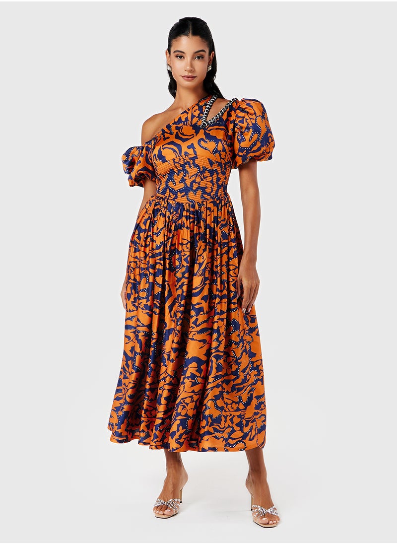 Threadz by Ajooni Printed One-Shoulder Dress  - Image 1