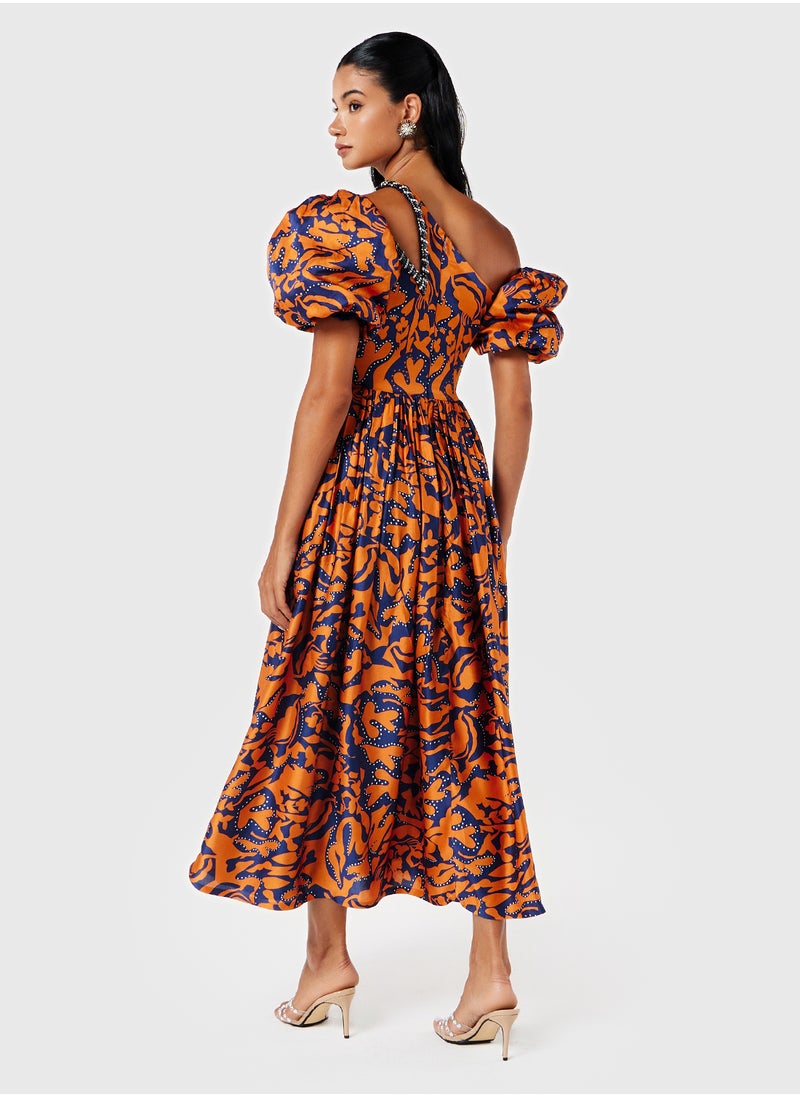 Threadz by Ajooni Printed One-Shoulder Dress  - Image 2