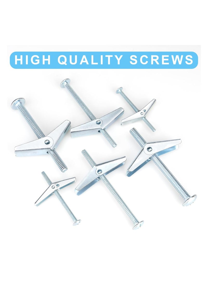 Bukela 26 Pcs Heavy Duty Drywall Anchors and Screws,Toggle Bolts and Wing Nuts Set, Hollow Drywall Anchors Bolts Screws Assortment Kit for Hanging Lamps Heavy Items 1/8" 12pcs, 3/16" 8pcs, 1/4" 6pcs - Image 3