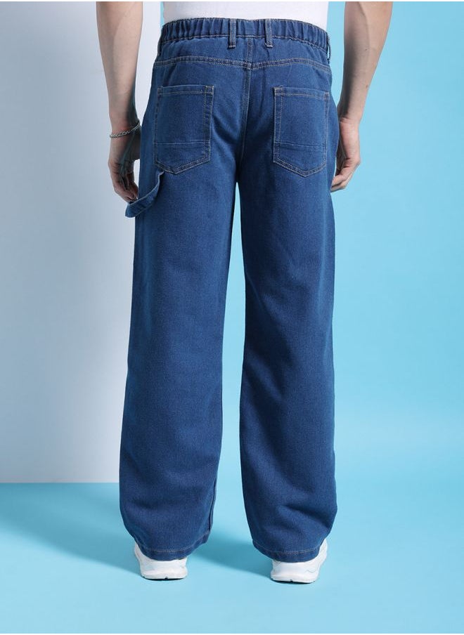 The Indian Garage Co Men Baggy Solid Mid-Rise Stretchable Jeans  - Image 2