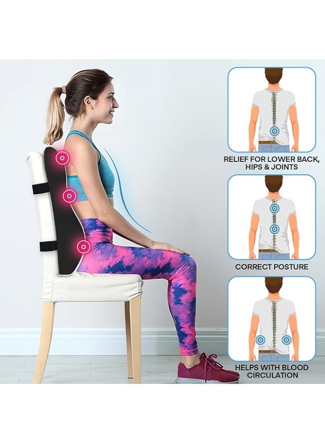 وسادة دعم القطنية الطبية من الميموري فوم - مسند ظهر احترافي لكرسي المكتب ومقعد السيارة - وسادة مريحة بمسامات تهوية وأحزمة قابلة للتعديل لتخفيف آلام الظهر - Image 4