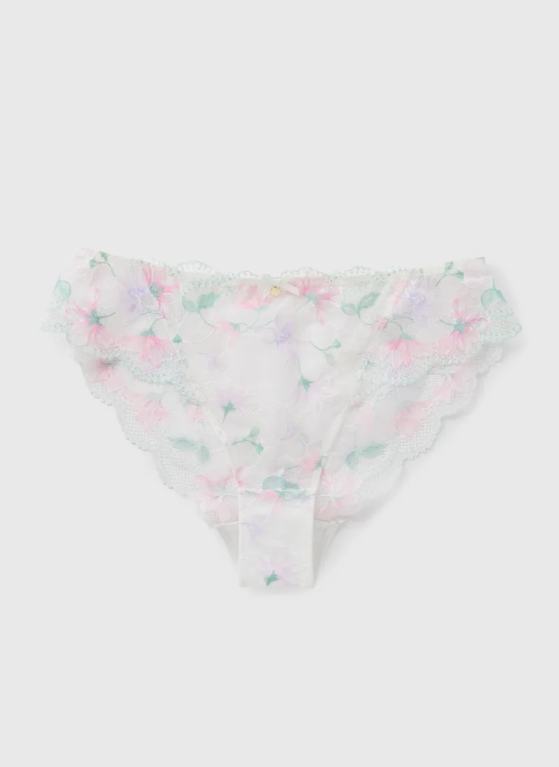Matalan Cream Floral High Leg Knickers