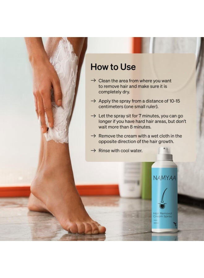 Namyaa Hair Removal Cream Spray|Painless Body HairRemoval for Legs,Underarm Spray (200 ml (Set of 2) - Image 4