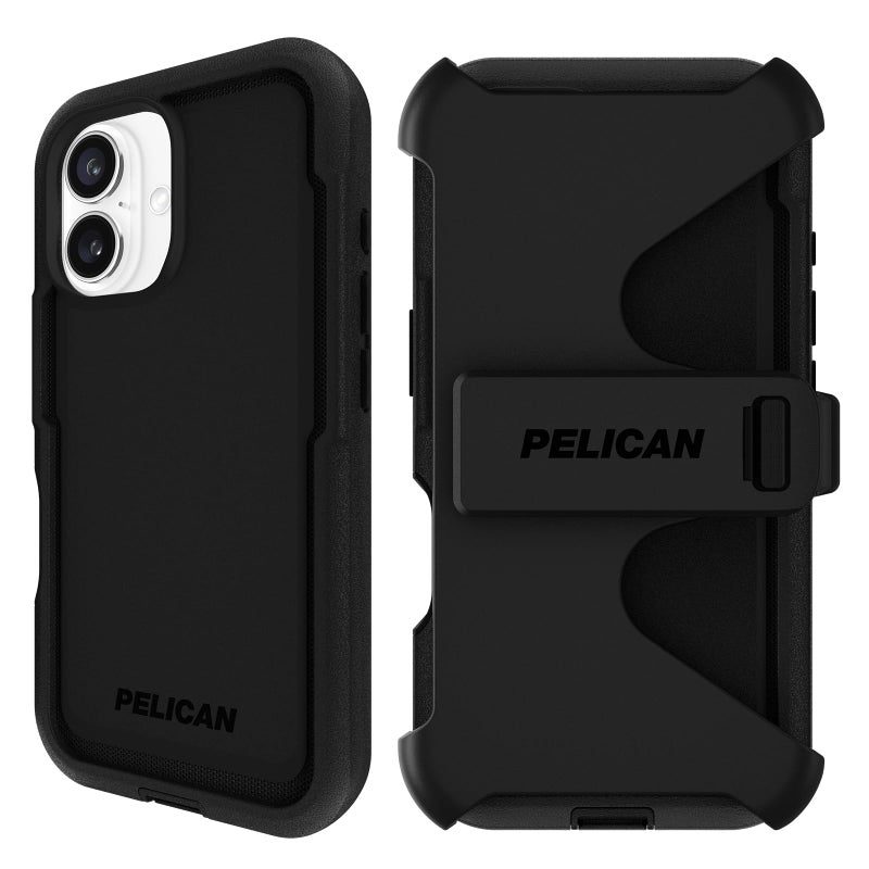 Pelican Voyager iPhone 16 Case [Compatible with MagSafe] Rugged Phone Case w/ 18ft Military-Grade Drop Protection - Heavy Duty Phone Cover w/Belt Clip Holster for iPhone 16 - Black - Image 1