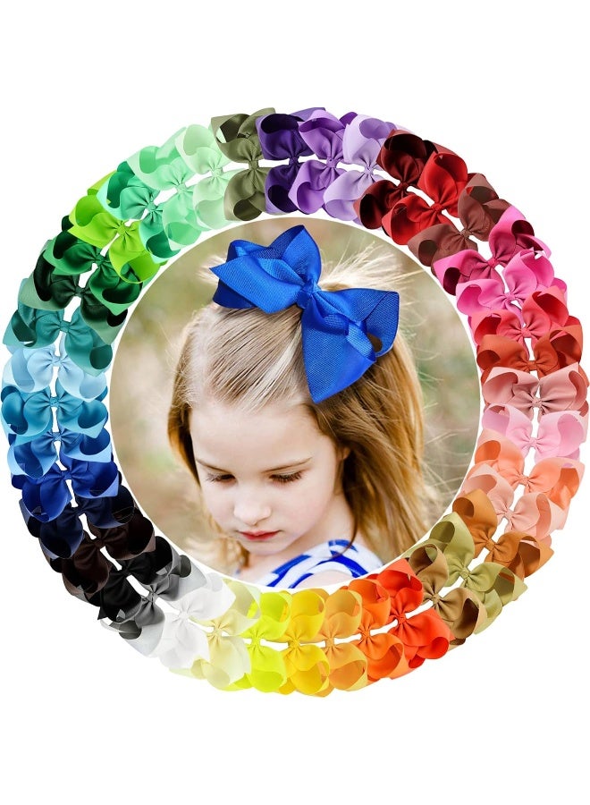 ALinmo ALinmo 40pcs 6" Big Larger Hair Bow Clips Grosgrain Boutique Ribbon Hair Clips for Baby Girls Kids Teens Infants Toddlers Women  - Image 1