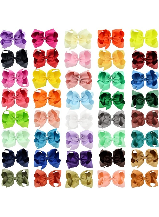ALinmo ALinmo 40pcs 6" Big Larger Hair Bow Clips Grosgrain Boutique Ribbon Hair Clips for Baby Girls Kids Teens Infants Toddlers Women  - Image 2