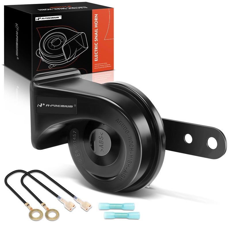 A-Premium Snail Horn High Universal Electric Horn - 12V 110dB - Compatible with most Passenger Cars, Commercial/Off-Road Vehicles, Gas Cars, Electric Cars, Motorcycles & Trucks, 80 mm - Image 1