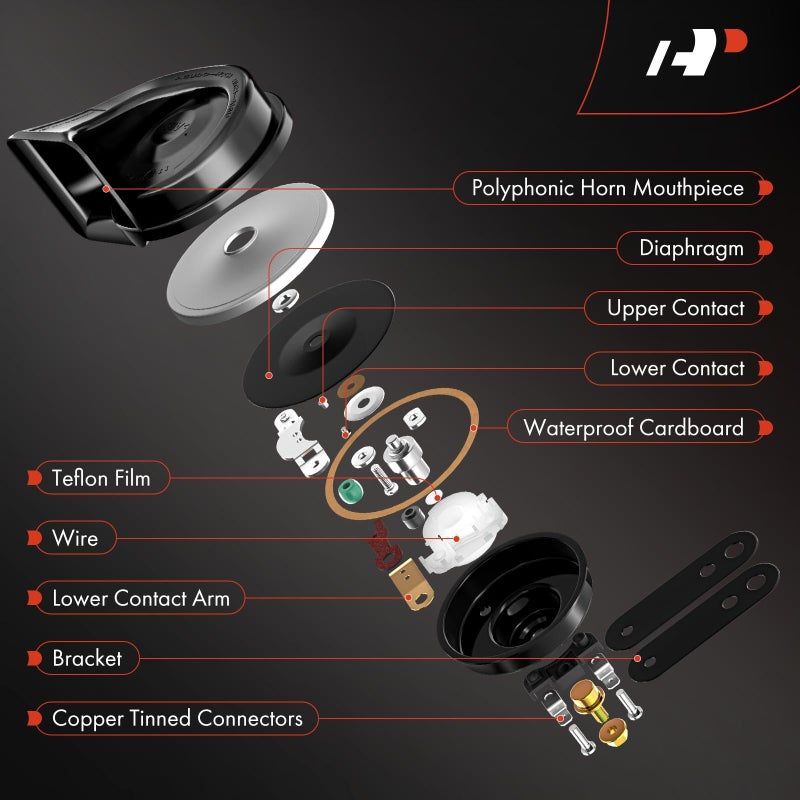 A-Premium Snail Horn High Universal Electric Horn - 12V 110dB - Compatible with most Passenger Cars, Commercial/Off-Road Vehicles, Gas Cars, Electric Cars, Motorcycles & Trucks, 80 mm - Image 4