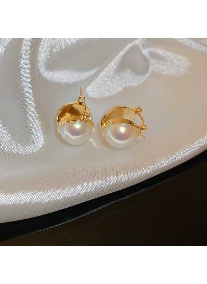 Real Gold Electroplated Silver Needle Zircon Double Ring Pearl Oval Earrings Fashion Retro Light Luxury Elegant New - pzsku/ZE2B7910253D67F351EEAZ/45/_/1739823828/c63b0bc5-8867-4253-884f-12d45f99e9bc