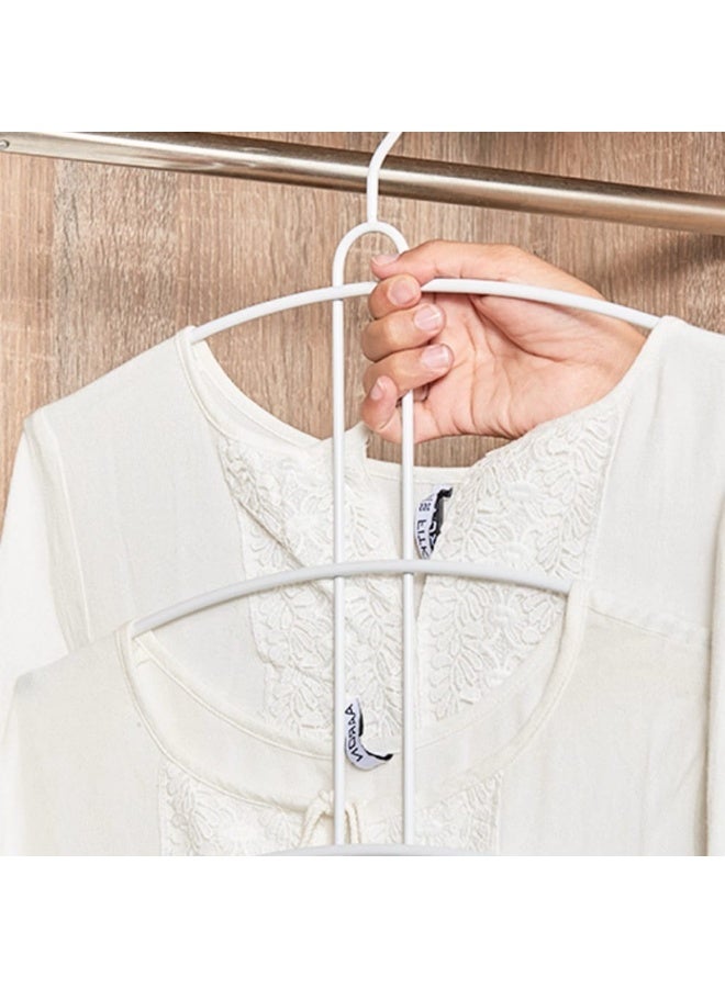 Smart Storage 🧡Multi-Layer Clothes Hanger Set of 3 Carbon Steel Space Saving Closet Organizer for Shirts T-Shirts Dresses Wardrobe Storage Hanger White - Image 2