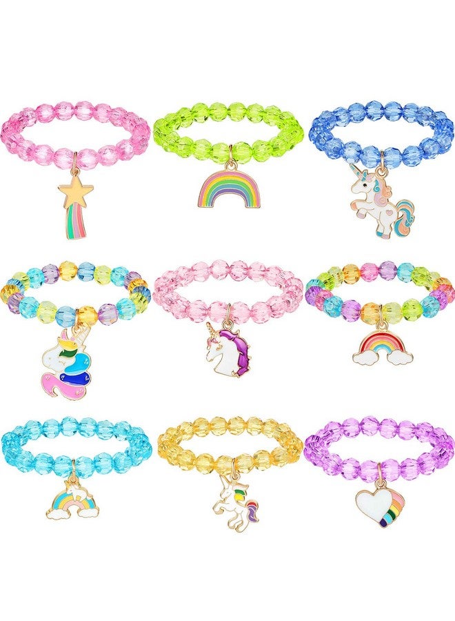 PALAY® 9 Pieces Unicorn Bracelet For Kids Crystal Bracelet for Unicorn Birthday Supplies Bracelet for kids jewellery for girls (multi1) - Image 1