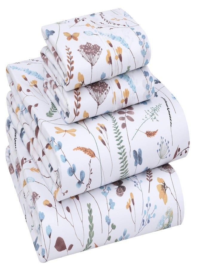 RUVANTI 100% Cotton California King Sheet Sets, 4 Pieces, Soft & Breathable Percale Weave Bedding, Deep Pocket 14", Hotel Standard, Crisp Cool Feel & Durable, Perfect Floral Sheets, Fern Class - Image 1