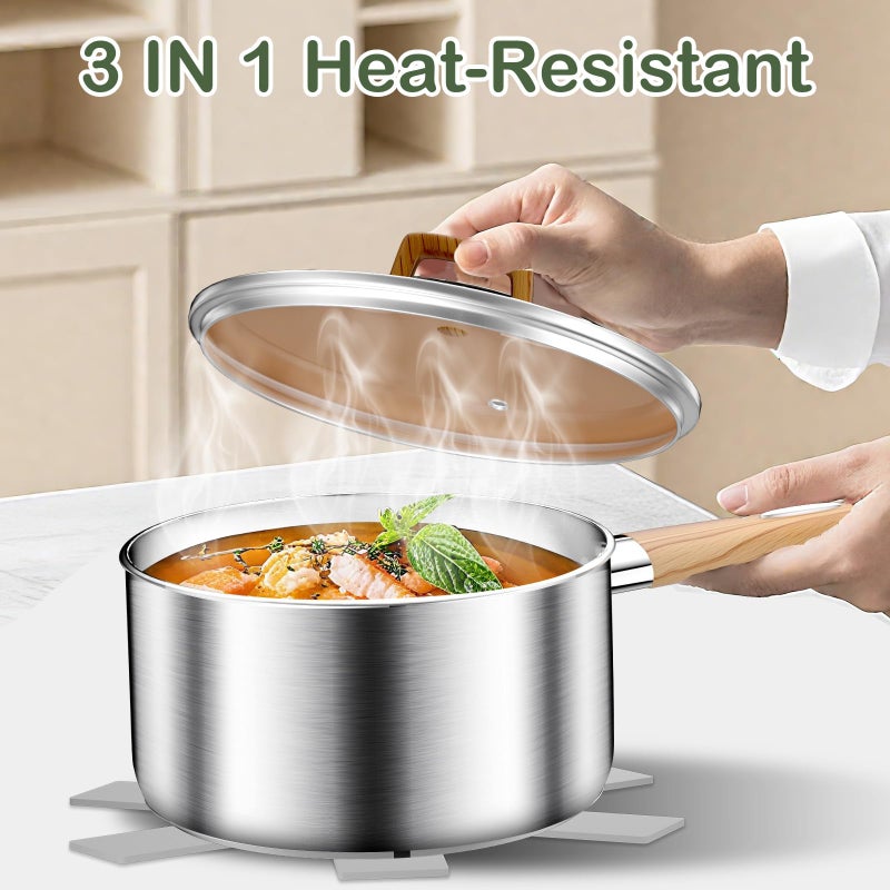 DUTZUN Stainless Steel Cookware Set 13PCS, Pots and Pans Set, Induction Cookware, Kitchen Cooking Set, Heavy Duty, Tri-Ply Base, Dishwasher Safe - Image 5