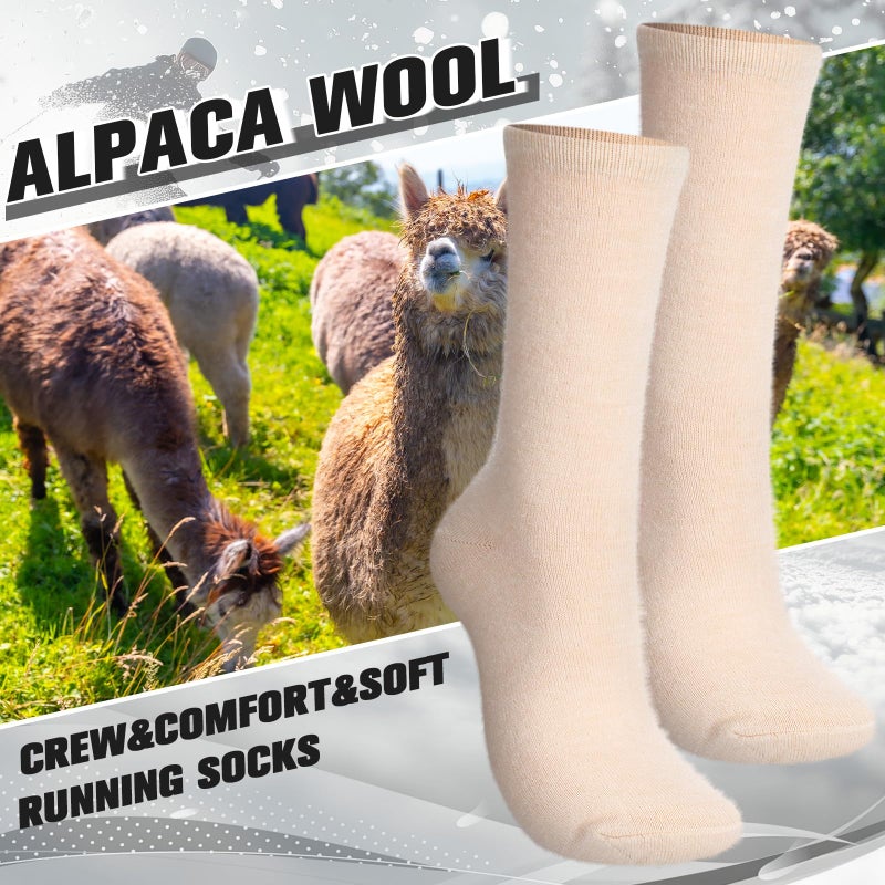 Cutecrop 4 Pairs Alpaca Wool Socks for Women Men Thermal Winter Hunting Socks Moisture Wicking Hiking(8-10,Crew,Elegant Color) - Image 4