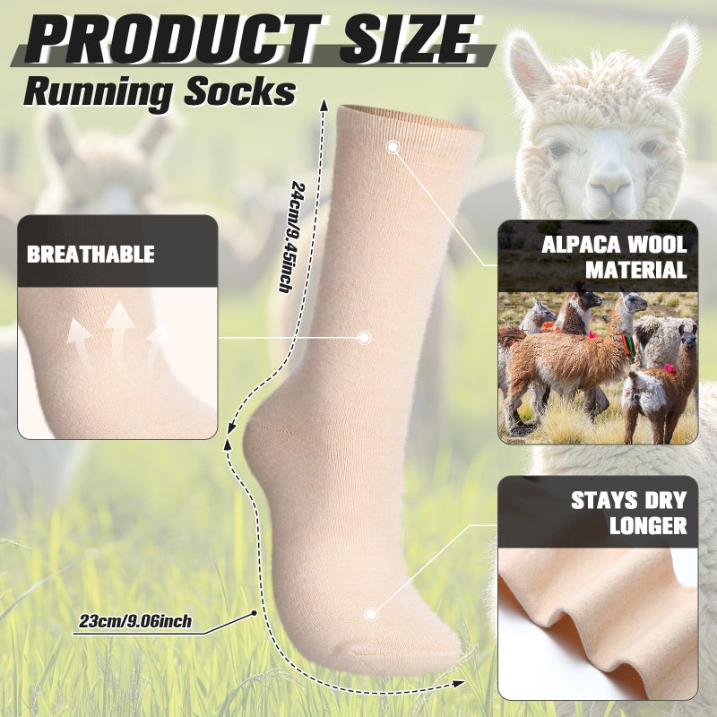 Cutecrop 4 Pairs Alpaca Wool Socks for Women Men Thermal Winter Hunting Socks Moisture Wicking Hiking(8-10,Crew,Elegant Color) - Image 3