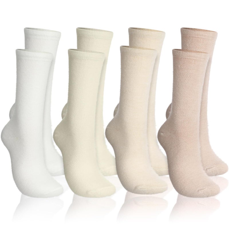 Cutecrop 4 Pairs Alpaca Wool Socks for Women Men Thermal Winter Hunting Socks Moisture Wicking Hiking(8-10,Crew,Elegant Color) - Image 1