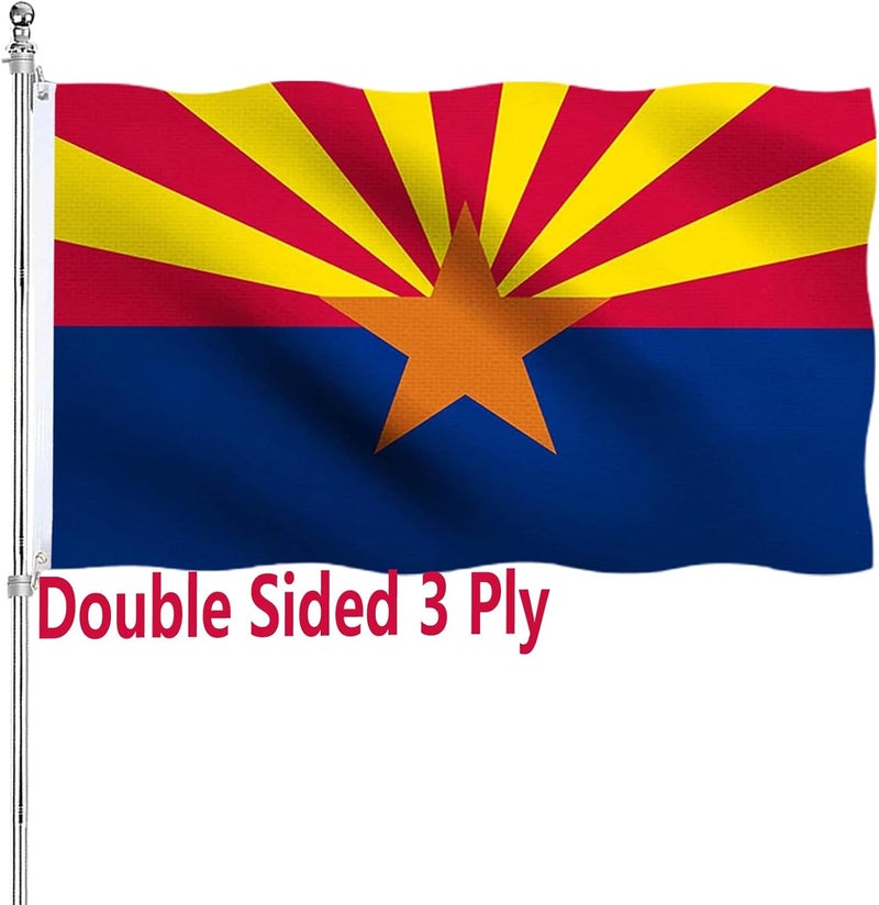 ARSOF Arizona Flag 3x5 Double Sided Outdoor Heavy Duty 3 Ply with Durable Canvas Header and ​2 Brass Grommets Vivid Colors - Image 1