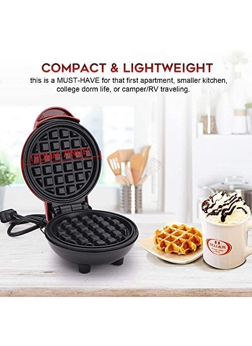 DHYANI DHYANI Mini Waffle Maker 4 Inch 350 Watts Stainless Steel NonStick Electric Iron Machine for Individual Belgian Waffles Pan Cakes Paninis or Other Snacks Mini Waffle Maker  - Image 4
