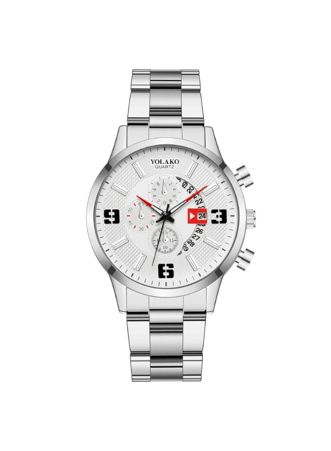 Mark Fairwhale Fashion Three Eye Calendar Digital Stainless Steel Men's Watch