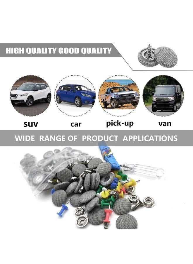 Generic 60PCS Car Roof Headliner Repair Kit, Auto Roof Snap Rivets Retainer for Interior Cloth Fixing Repair Buckle (Grey Grid) - Image 5