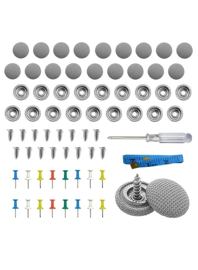 Generic 60PCS Car Roof Headliner Repair Kit, Auto Roof Snap Rivets Retainer for Interior Cloth Fixing Repair Buckle (Grey Grid) - Image 1