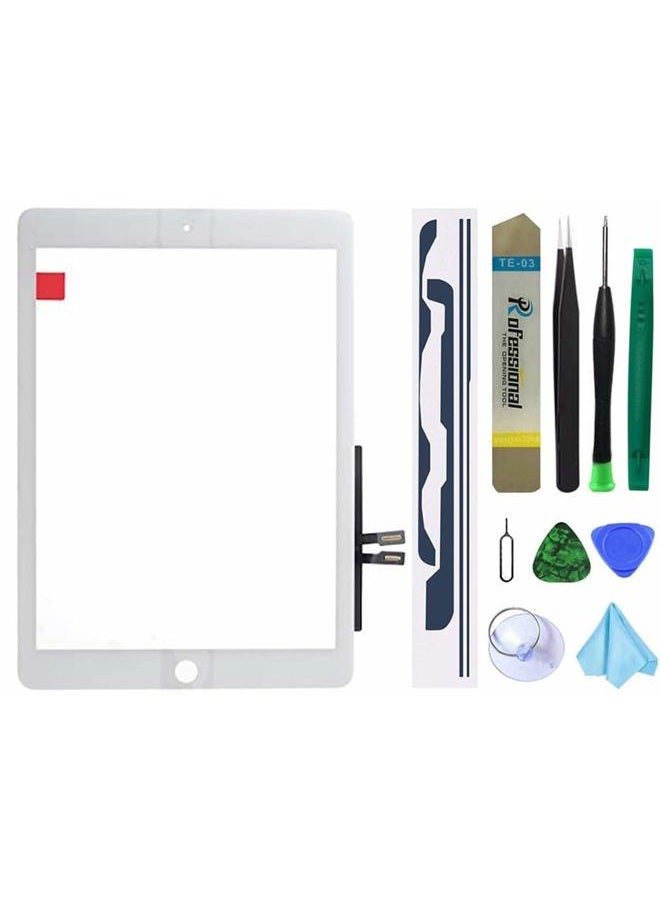 Dedyel White Touch Screen Replacement Parts Digitizer Glass Assembly for iPad 6 6th Generation 2018 9.7inch (A1893 A1954) Without Home Button+Pre-Installed Adhesive +Professional Tool Kit - Image 1