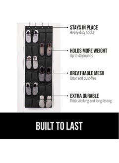 FASHION HOME 24 Large Pockets Over The Door Shoe Organizer Hanging Shoe Rack Behind Closet Holder Hanger  - Image 4